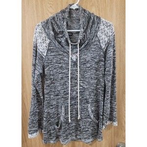 Miss Chievous Womens Junior’s Cowl Neck Gray Sweater~Size L